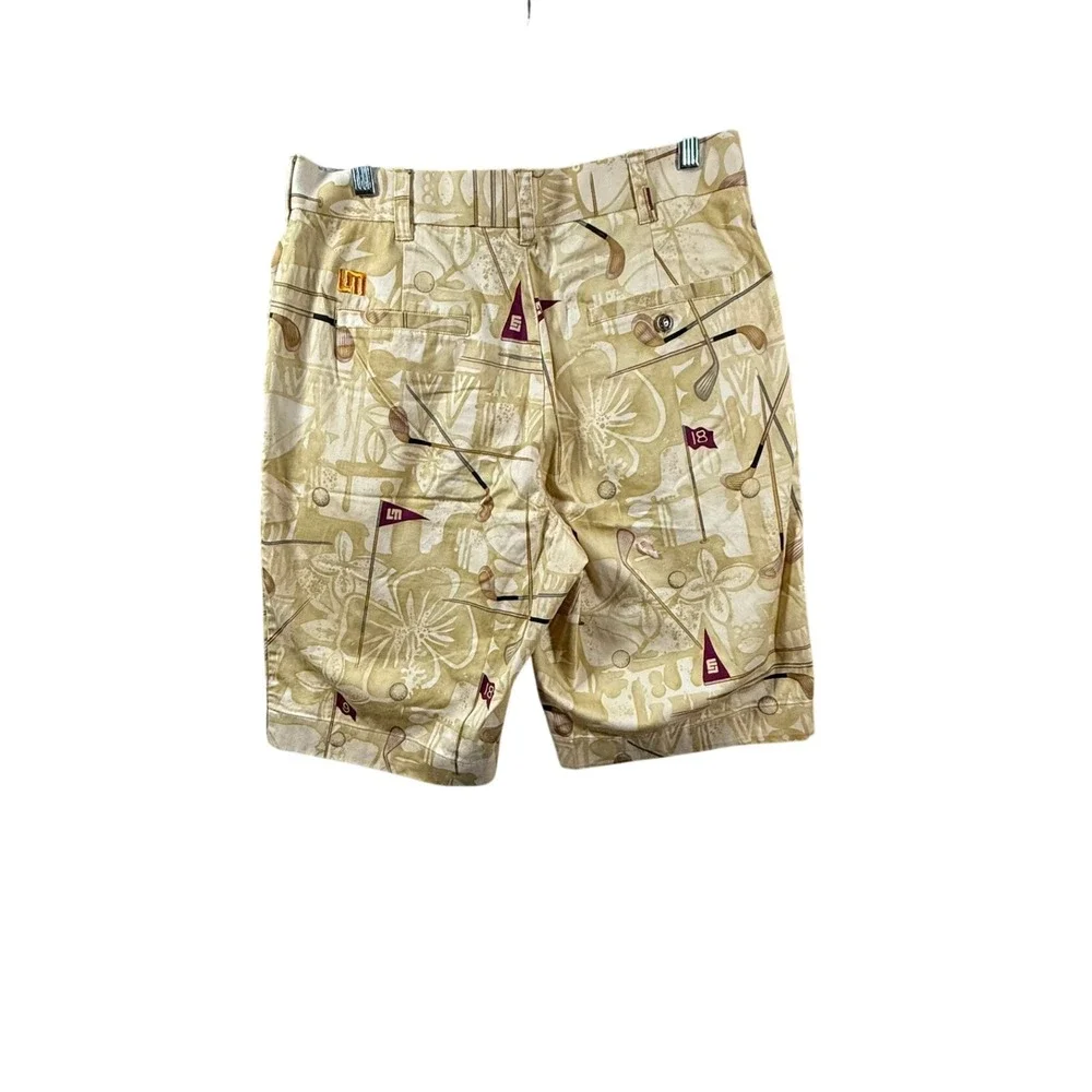 Loudmouth Golf Shorts Men's‎ 32 Hawaiian Golf Print Cotton Stretch Flat Front